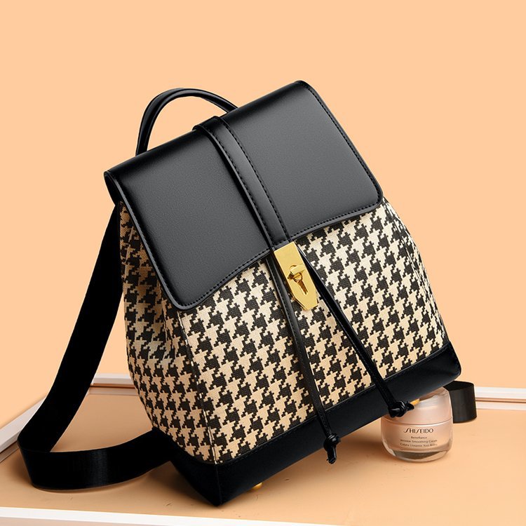 PU Leather Houndstooth Backpack