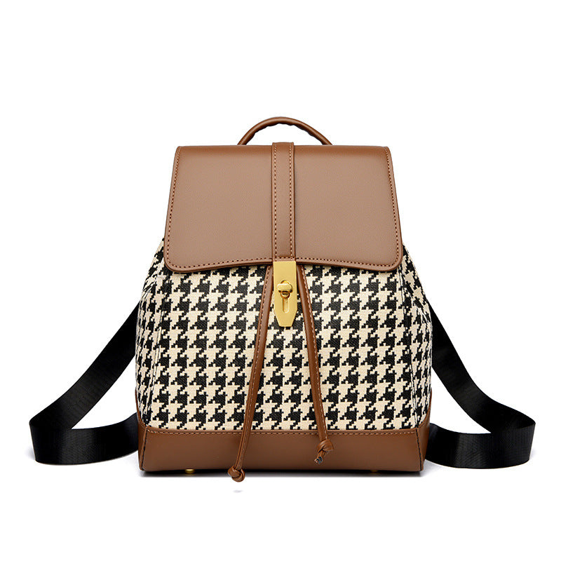 PU Leather Houndstooth Backpack