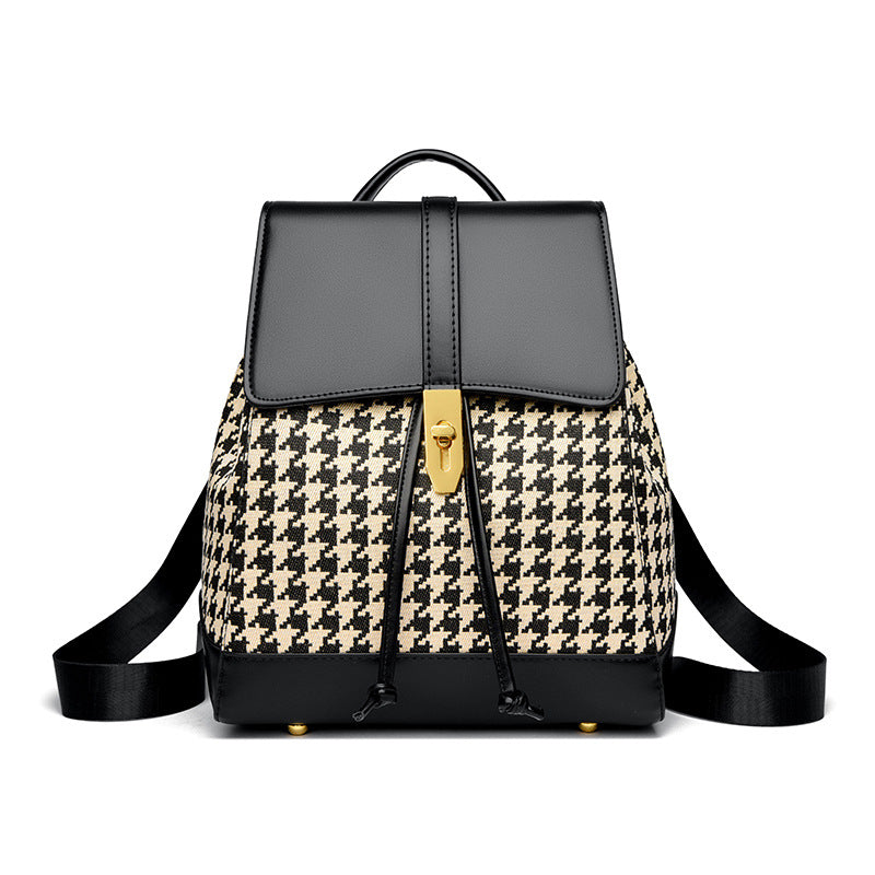 PU Leather Houndstooth Backpack
