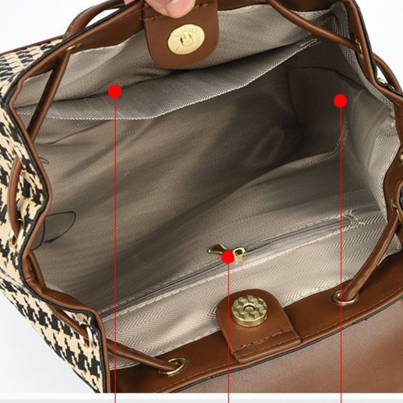 PU Leather Houndstooth Backpack