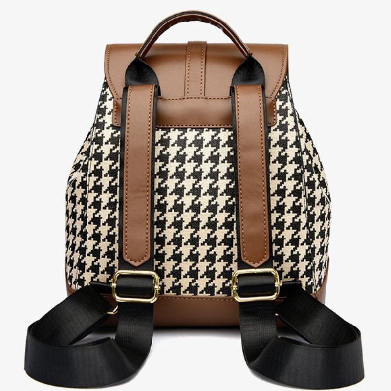 PU Leather Houndstooth Backpack