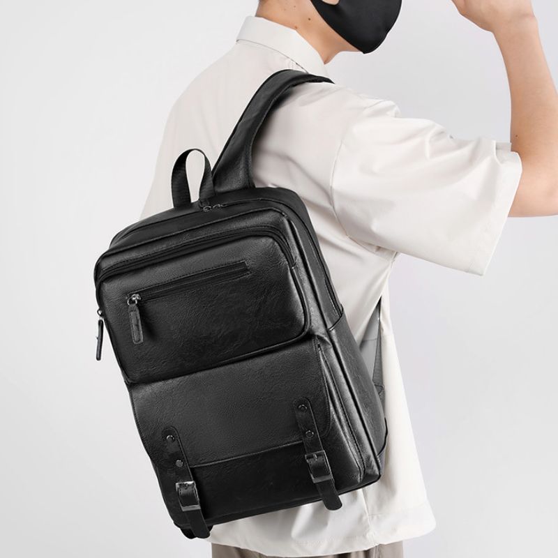 PU Men's Casual Business Trip Laptop Travel Backpack