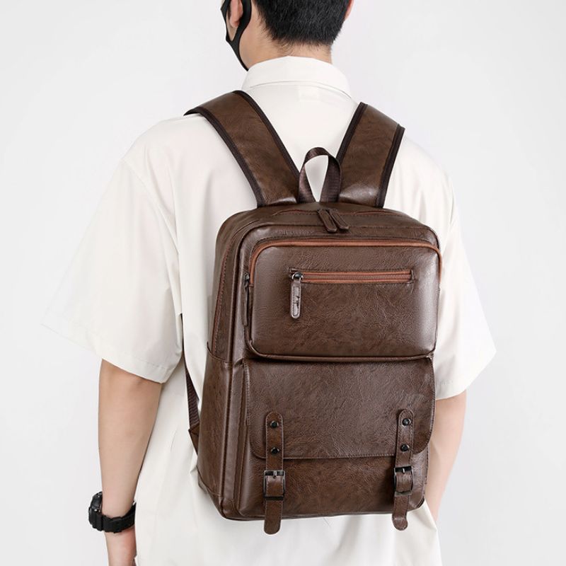 PU Men's Casual Business Trip Laptop Travel Backpack