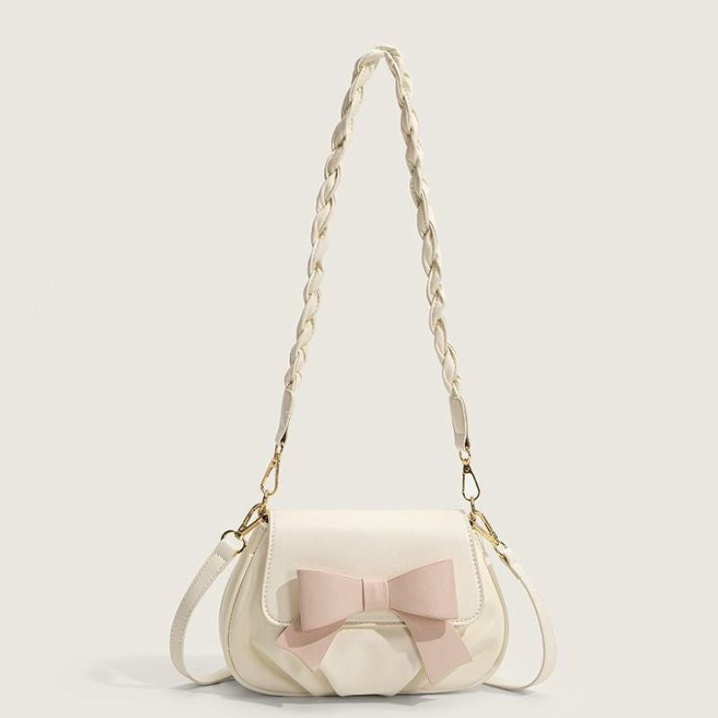 Women Versatile Bow Sweet Pleated Sling Bag