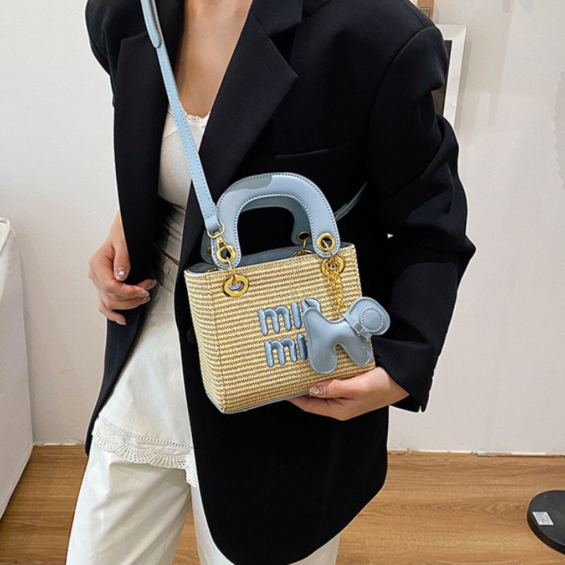 Luxury Woven Embroidered Women's Bucket Bag – Crossbody Handbag