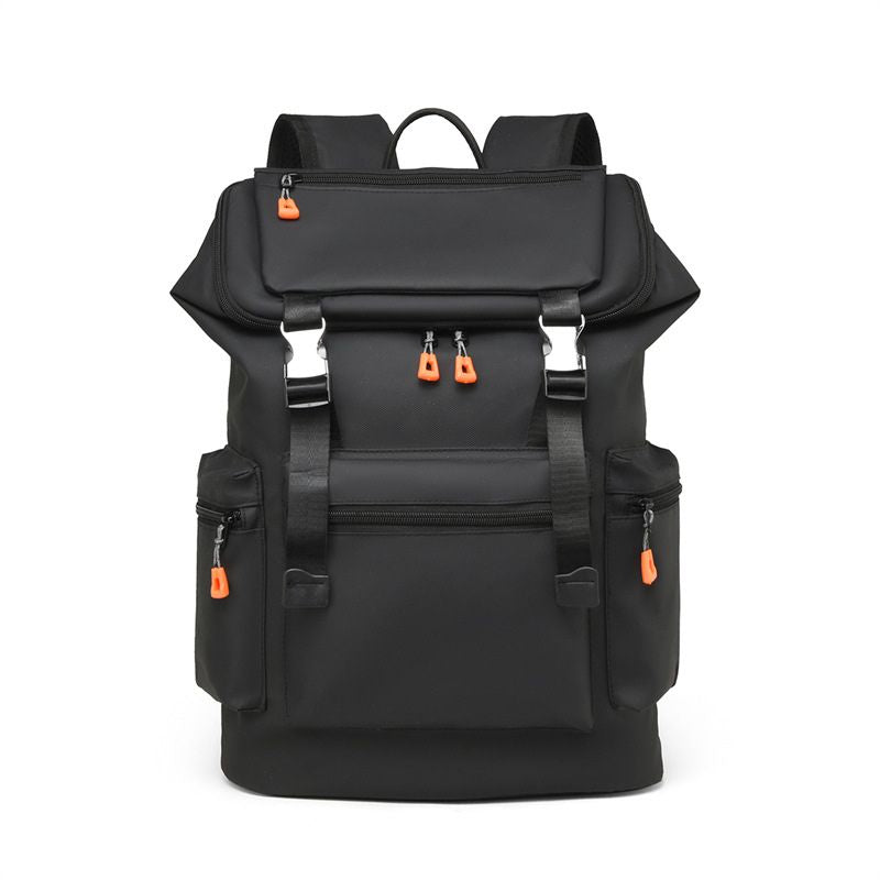 Premium luxury black backpack with orange zipper pulls, high in demand