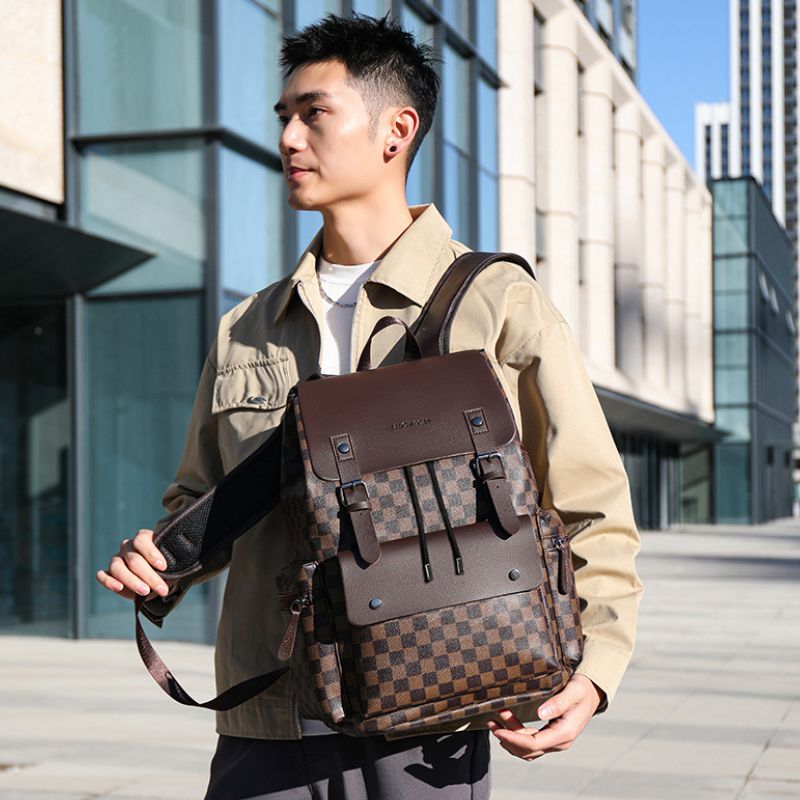 Men's plaid backpack, suitable for casual work, office use business trips, and laptop use. - Define your Purpose