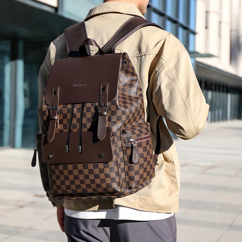 Men's plaid backpack, suitable for casual work, office use business trips, and laptop use. - Define your Purpose