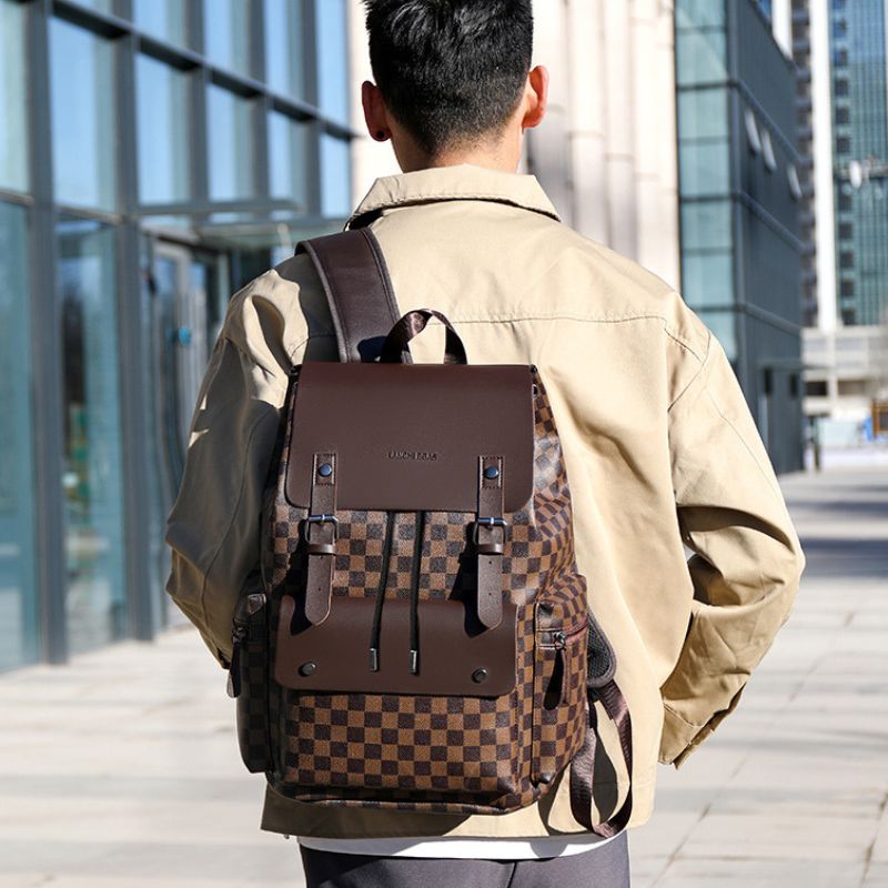 Men's plaid backpack, suitable for casual work, office use business trips, and laptop use. - Define your Purpose