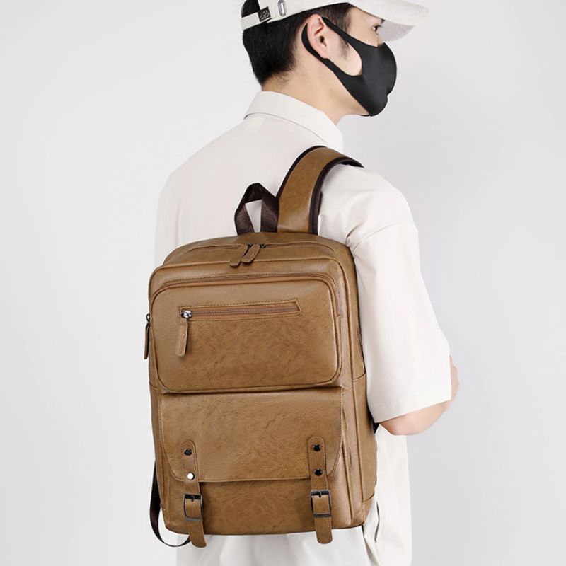 PU Men's Casual Business Trip Laptop Travel Backpack