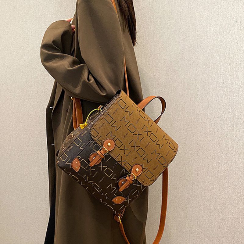 Luxury Printed Texture New Style Fashion Old Flower Backpack