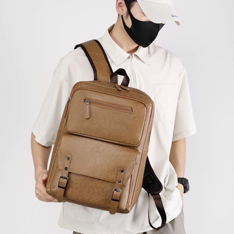 PU Men's Casual Business Trip Laptop Travel Backpack