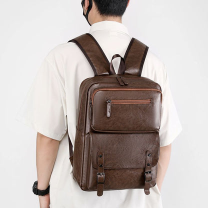 PU Men's Casual Business Trip Laptop Travel Backpack