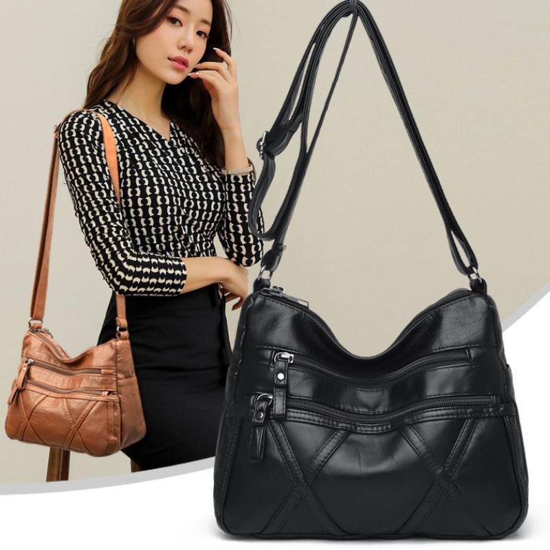 New Soft Leather Large Capacity Multi-Compartment Casual Bag