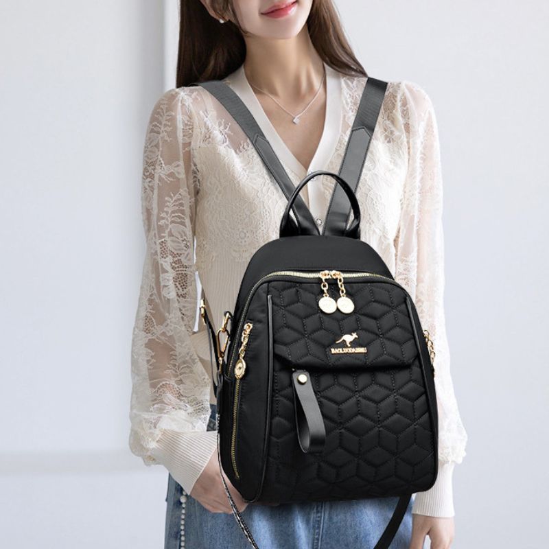 Trendy diamond-patterned Oxford cloth backpack for women lightweight, multi-functional travel backpack - Define your Purpose