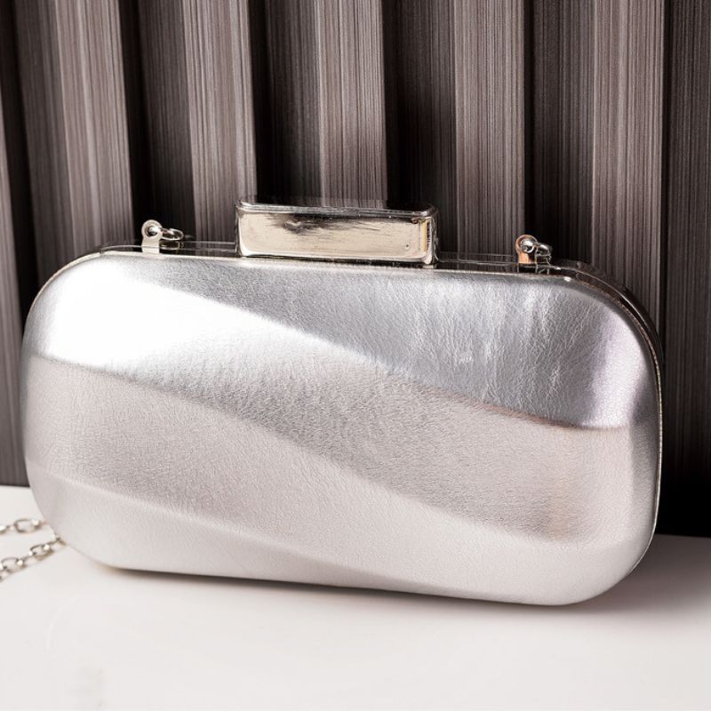 Women Metalic Silver Shiny Party Bag