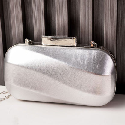 Women Metalic Silver Shiny Party Bag