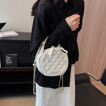 PU Women Diamond Embroidery Small Round Bag
