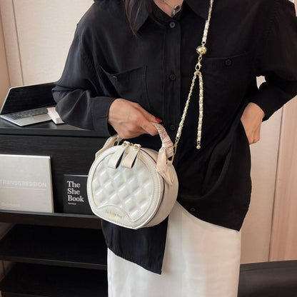 PU Women Diamond Embroidery Small Round Bag