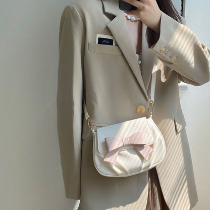 Women Versatile Bow Sweet Pleated Sling Bag