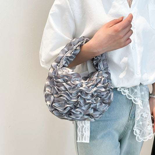 Women Flower Pleated Soft Lace Style Hand Bag - Define your Purpose