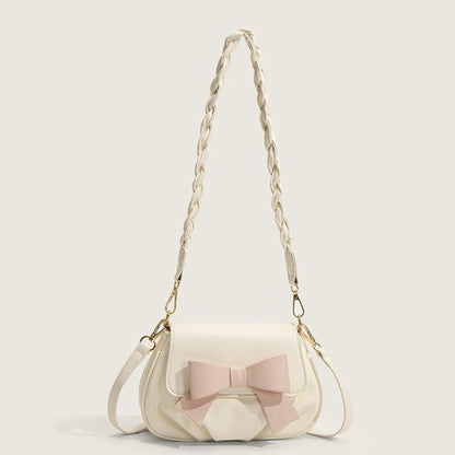 Women Versatile Bow Sweet Pleated Sling Bag