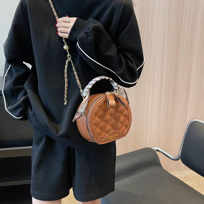 PU Women Diamond Embroidery Small Round Bag