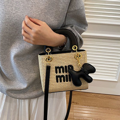 Luxury Woven Embroidered Women's Bucket Bag –  Crossbody Handbag