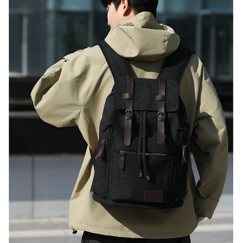 Men's Retro Canvas Backpack For Travel, Work & College