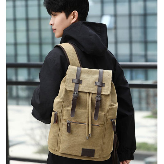 Men's Retro Canvas Backpack For Travel, Work & College