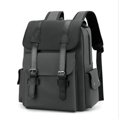 Modern Minimalist Leather Backpack With Buckle Straps – Travel, Work & College Bag