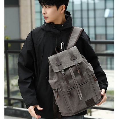 Men's Retro Canvas Backpack For Travel, Work & College