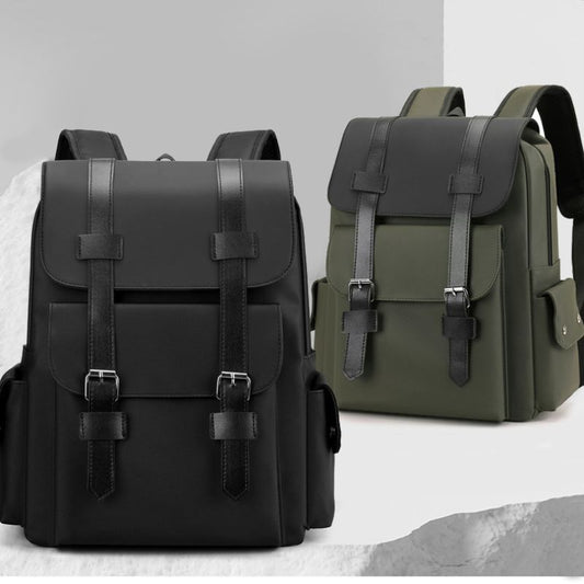 Modern Minimalist Leather Backpack With Buckle Straps – Travel, Work & College Bag