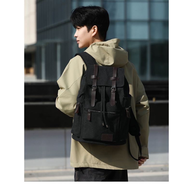 Men's Retro Canvas Backpack For Travel, Work & College