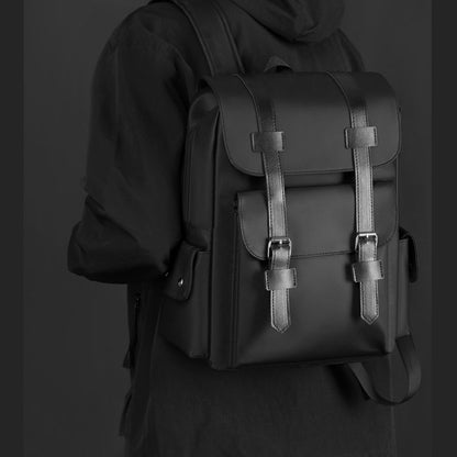 Modern Minimalist Leather Backpack With Buckle Straps – Travel, Work & College Bag