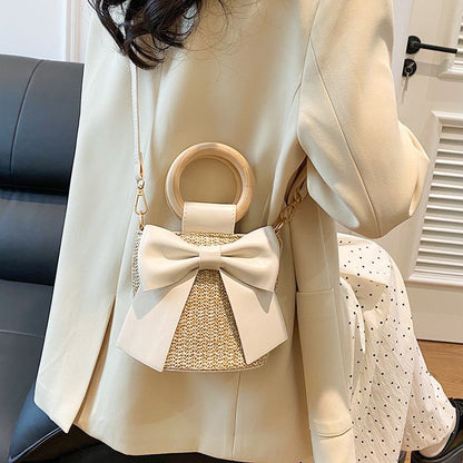 Bow-Knot – Wooden Handle Summer Beach & Vacation Handbag For Women