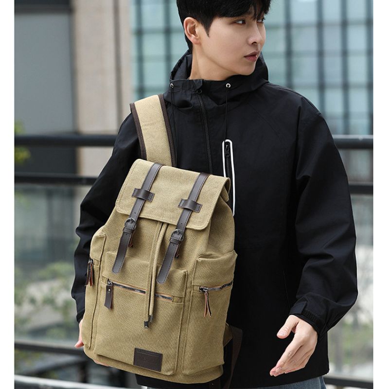 Men's Retro Canvas Backpack For Travel, Work & College