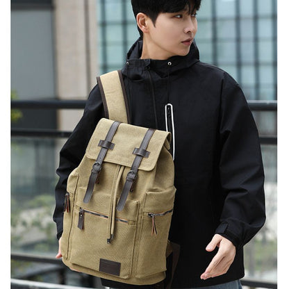 Men's Retro Canvas Backpack For Travel, Work & College