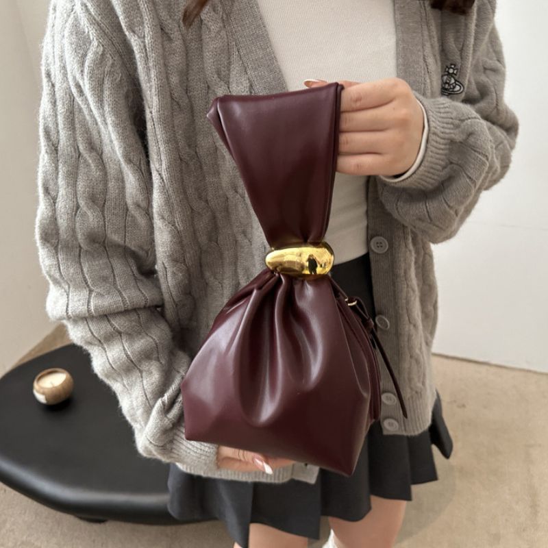 Vintage Pleated Bucket Bag for Women – Chic  Fashion Shoulder Handbag
