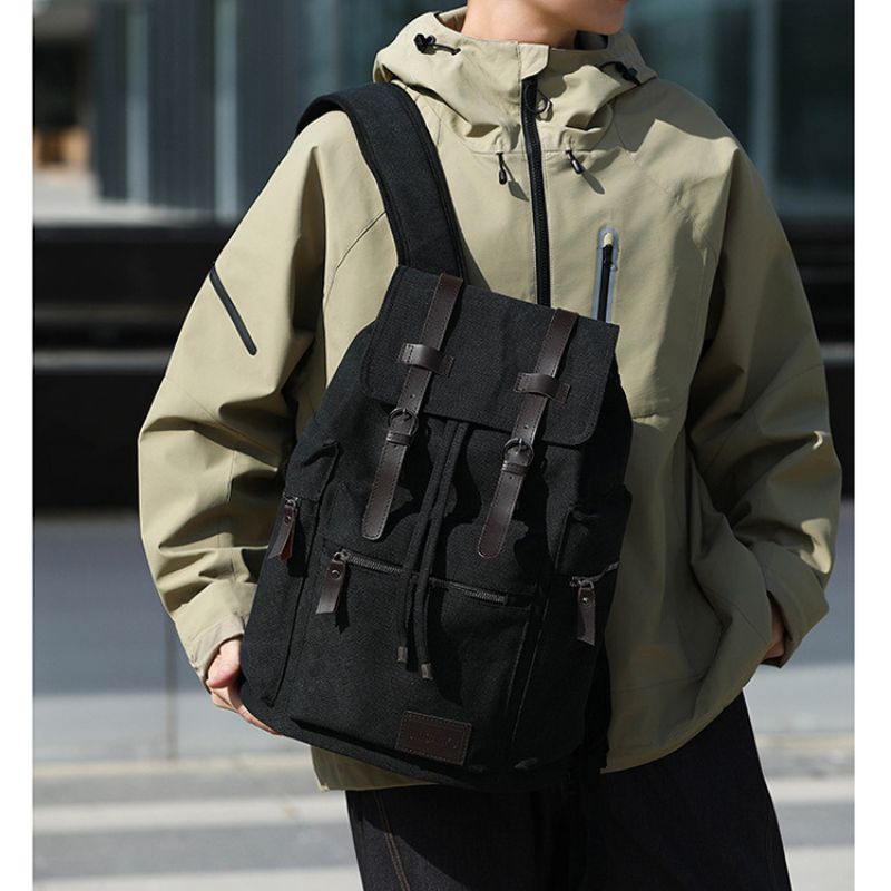 Men's Retro Canvas Backpack For Travel, Work & College