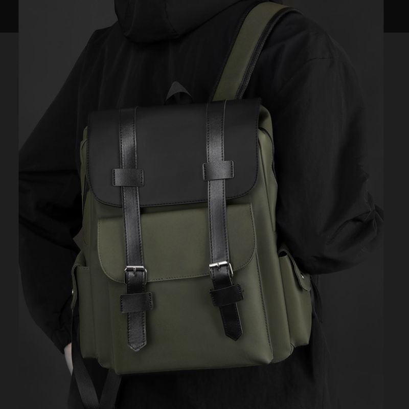 Modern Minimalist Leather Backpack With Buckle Straps – Travel, Work & College Bag