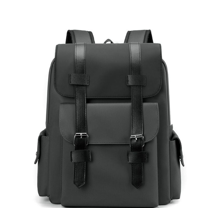 Modern Minimalist Leather Backpack With Buckle Straps – Travel, Work & College Bag