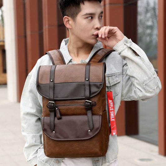 Urban Leather Backpack With Multiple Compartments Laptop Bag For Men