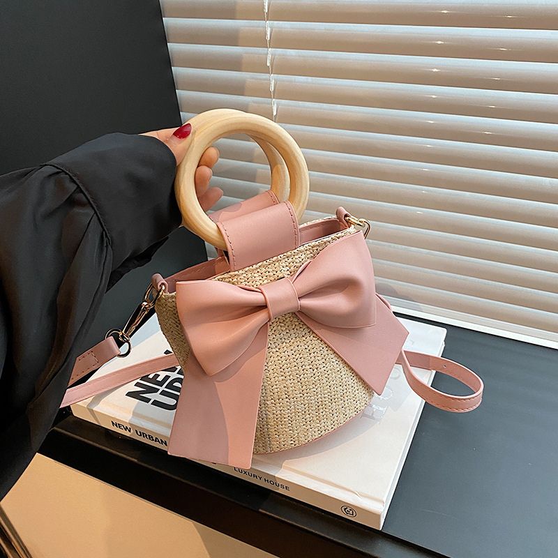 Bow-Knot – Wooden Handle Summer Beach & Vacation Handbag For Women
