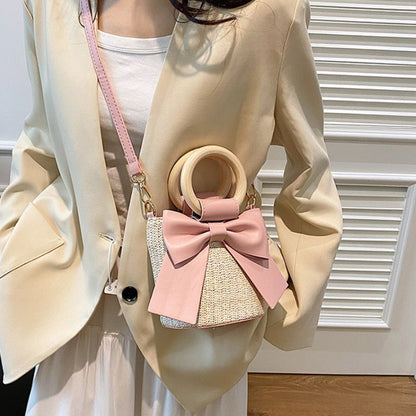 Bow-Knot – Wooden Handle Summer Beach & Vacation Handbag For Women