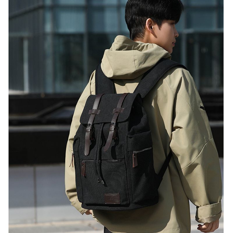 Men's Retro Canvas Backpack For Travel, Work & College