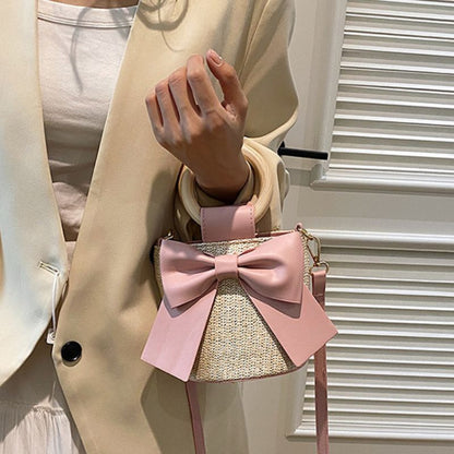 Bow-Knot – Wooden Handle Summer Beach & Vacation Handbag For Women