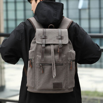 Men's Retro Canvas Backpack For Travel, Work & College