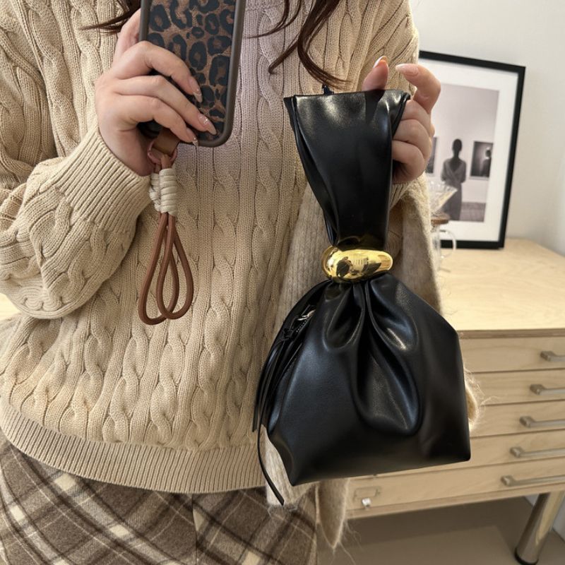 Vintage Pleated Bucket Bag for Women – Chic  Fashion Shoulder Handbag